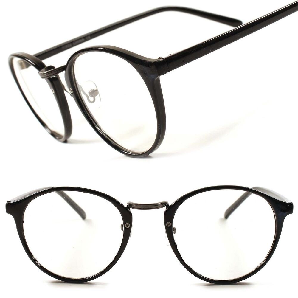 Designer Round Vintage Retro Cool Mens Womens Thin Frame Clear Lens Glasses C89A